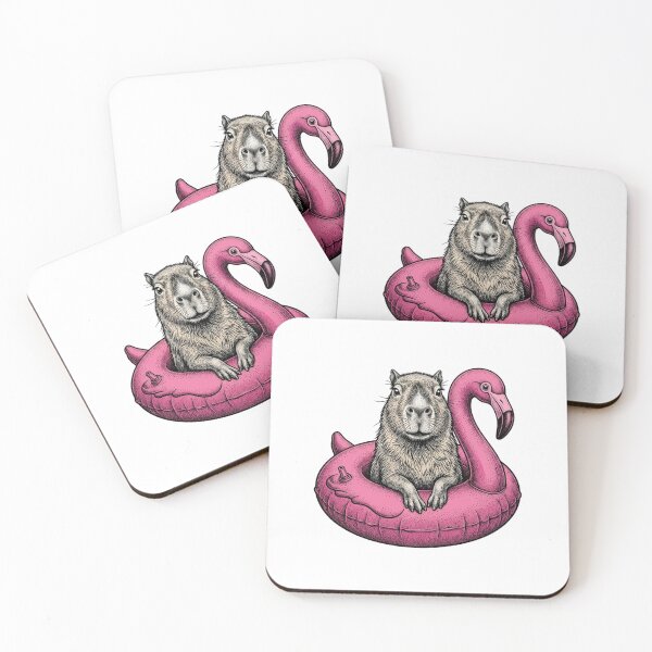 Item preview, Capybara Riding a Pink Flamingo Float designed and sold by SOUFIANE1991.