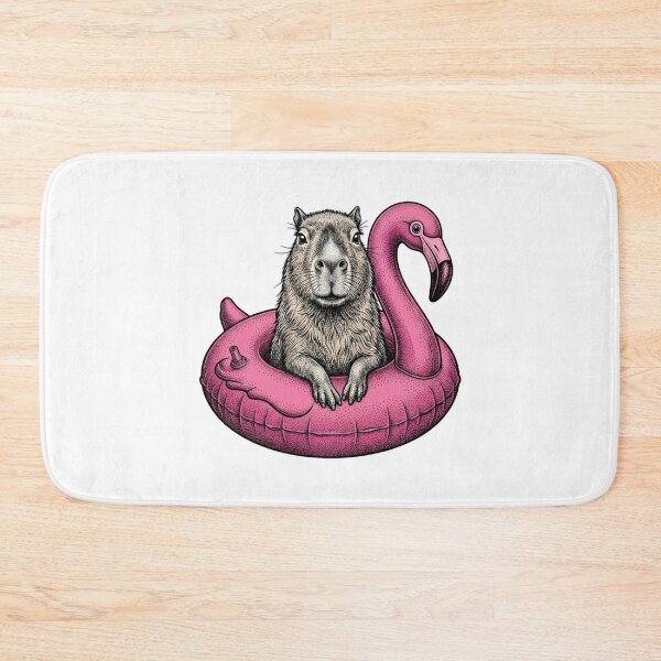 Item preview, Capybara Riding a Pink Flamingo Float designed and sold by SOUFIANE1991.