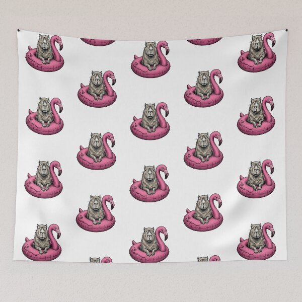 Item preview, Capybara Riding a Pink Flamingo Float designed and sold by SOUFIANE1991.