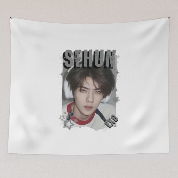 Item preview, EXOO Sehun Kpop Solo Artist Black and White Collage Digital Art Portrait designed and sold by AJUNICE STUDIO.