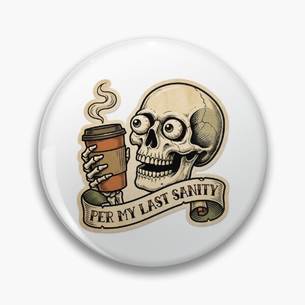 Item preview, Retro Skull Coffee Cup Per My Last Sanity Work Sticker designed and sold by yanejoy.