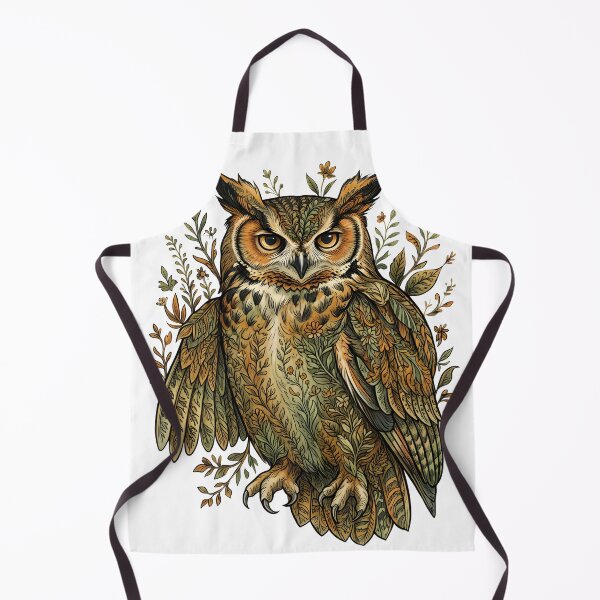 Item preview, Horned Owl Botanical Folk Illustration designed and sold by MossMirrorArt.