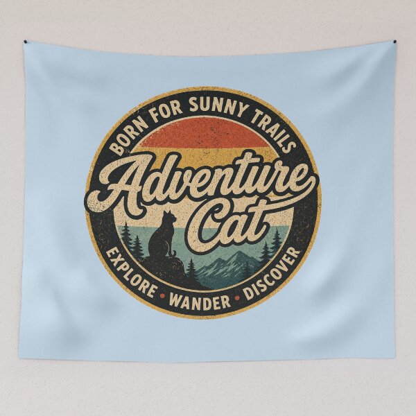 Item preview, Adventure Cat Born For Sunny Trails Vintage Badge designed and sold by Northcrest Co..