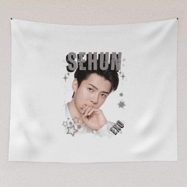 Item preview, EXOO Sehun Kpop Solo Artist Black and White Collage Digital Art Portrait designed and sold by AJUNICE STUDIO.