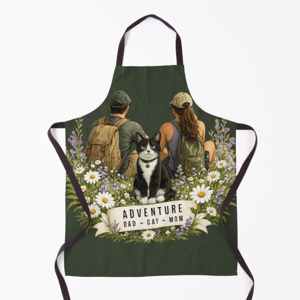 Item preview, Tuxedo Adventure Cat with her Cat Mom and Cat Dad  designed and sold by Northcrest Co..