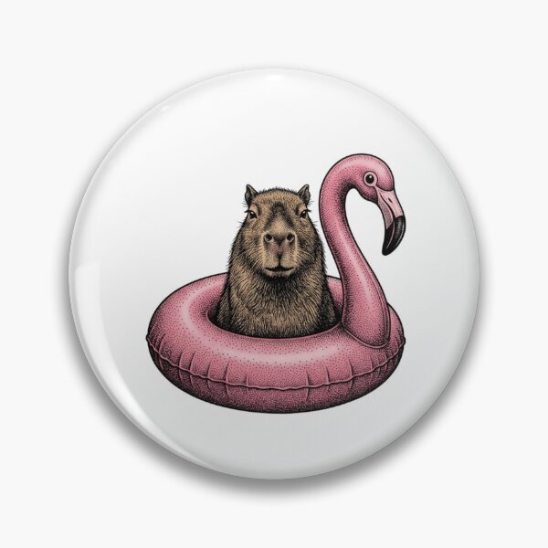 Item preview, Capybara Riding a Pink Flamingo Float designed and sold by SOUFIANE1991.