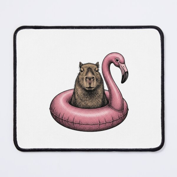 Item preview, Capybara Riding a Pink Flamingo Float designed and sold by SOUFIANE1991.