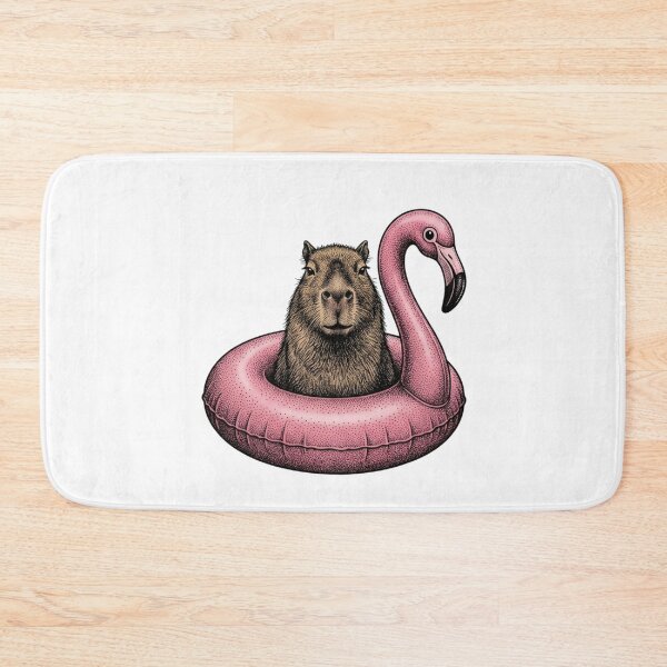 Item preview, Capybara Riding a Pink Flamingo Float designed and sold by SOUFIANE1991.
