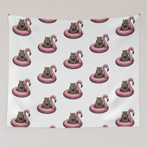 Item preview, Capybara Riding a Pink Flamingo Float designed and sold by SOUFIANE1991.