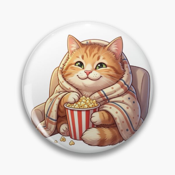 Item preview, Cozy Movie Night Cat - Cute Popcorn Blanket Kitten designed and sold by Wild Horizon Studio.