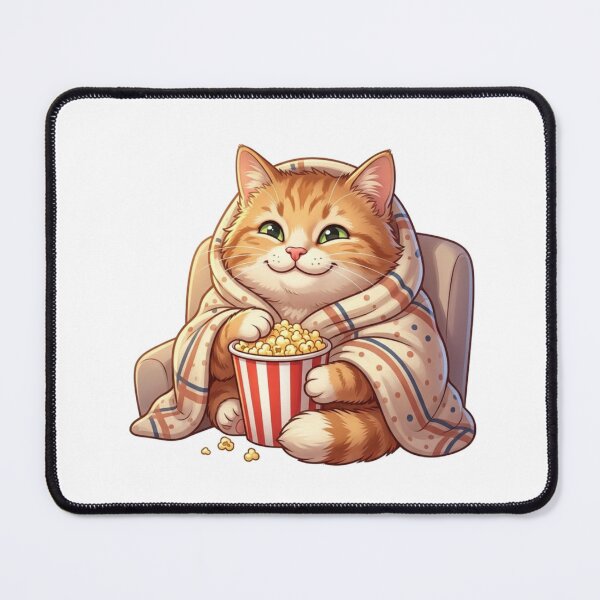 Item preview, Cozy Movie Night Cat - Cute Popcorn Blanket Kitten designed and sold by Wild Horizon Studio.