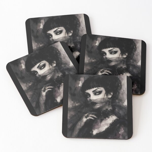Item preview, Gothic Veiled Woman Dark Aesthetic Portrait designed and sold by bellaever.