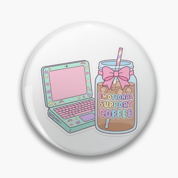 Item preview, Cute Pastel Laptop Emotional Support Coffee Back To School Sticker designed and sold by yanejoy.