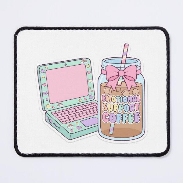 Item preview, Cute Pastel Laptop Emotional Support Coffee Back To School Sticker designed and sold by yanejoy.