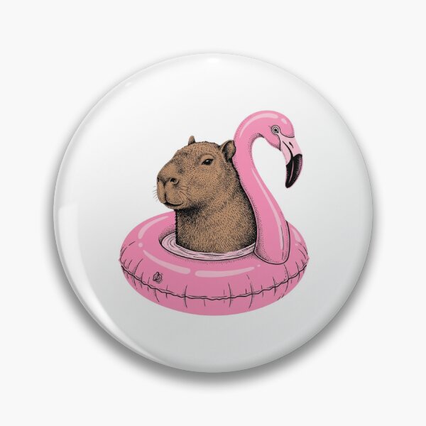 Item preview,  Capybara Riding a Pink Flamingo Float designed and sold by SOUFIANE1991.