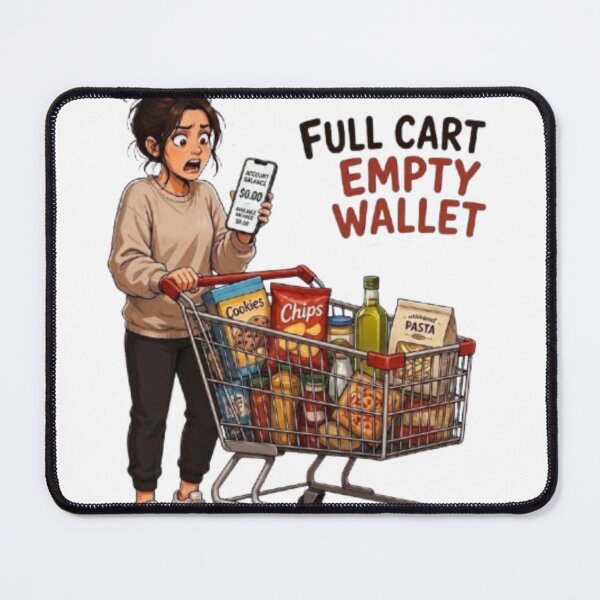 Item preview, Full Cart Empty Wallet Funny Inflation Grocery Shopping Illustration designed and sold by Northern Glow Art.