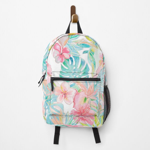 Item preview, Hawaiian Watercolor Floral n Foliage Pink Azure Blue designed and sold by PixDezines.