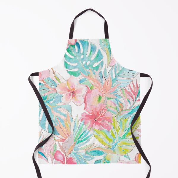 Item preview, Hawaiian Watercolor Floral n Foliage Pink Azure Blue designed and sold by PixDezines.