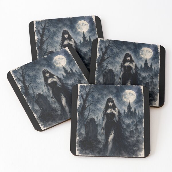 Item preview, Gothic Vampire Woman Full Moon Graveyard Scene designed and sold by bellaever.