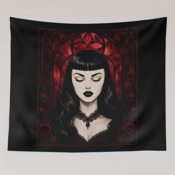 Item preview, Gothic Vampire Woman Red Stained Glass Art designed and sold by bellaever.