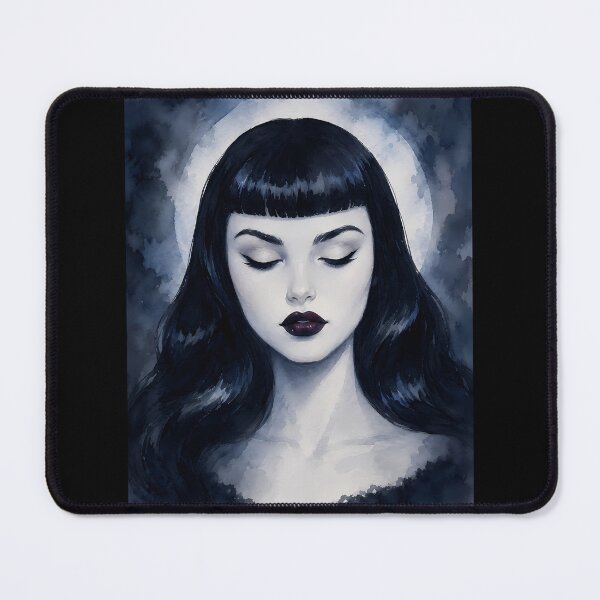 Item preview, Gothic Watercolor Woman Dark Moon Portrait designed and sold by bellaever.