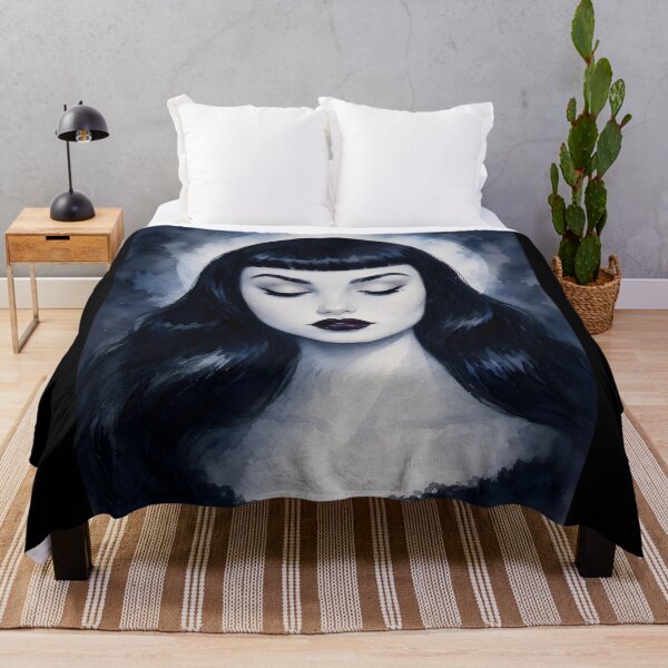 Item preview, Gothic Watercolor Woman Dark Moon Portrait designed and sold by bellaever.
