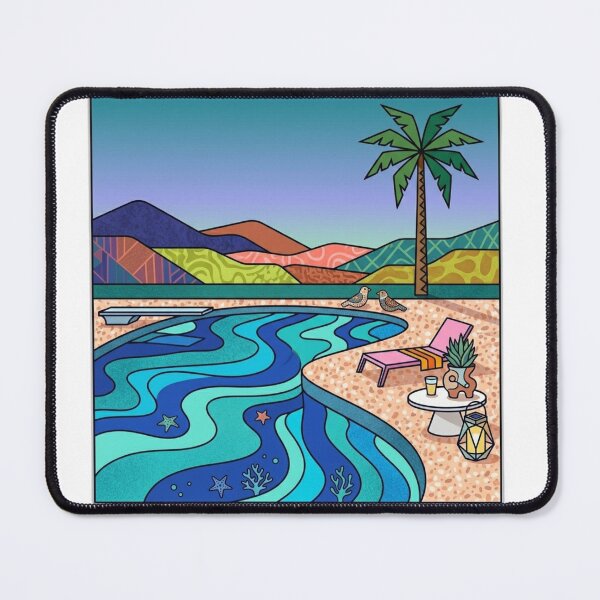 Item preview, Retro Summer Poolside Canvas – Vibrant Pop Art Landscape designed and sold by Fatomfatom.