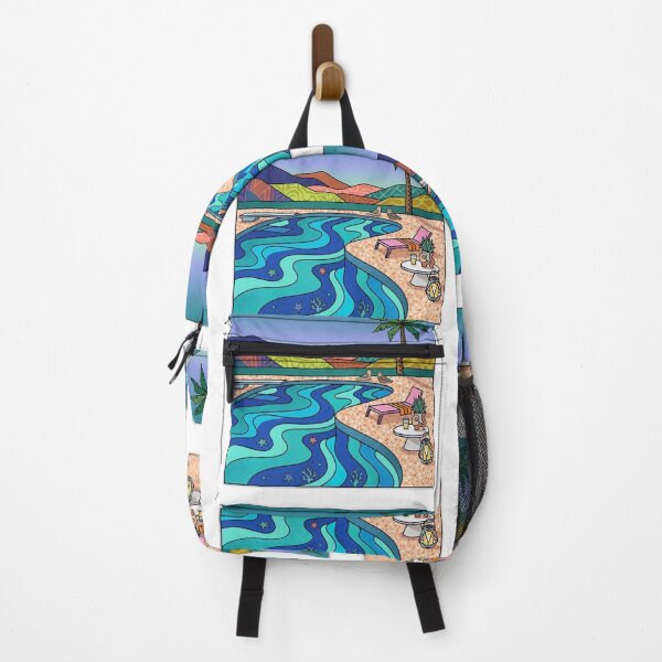 Item preview, Retro Summer Poolside Canvas – Vibrant Pop Art Landscape designed and sold by Fatomfatom.