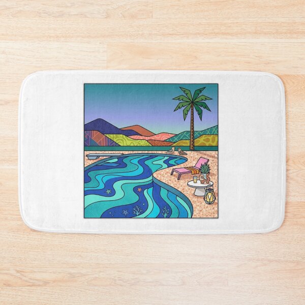 Item preview, Retro Summer Poolside Canvas – Vibrant Pop Art Landscape designed and sold by Fatomfatom.
