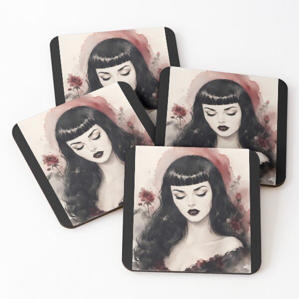 Item preview, Gothic Woman Dark Romance Watercolor Roses Art designed and sold by bellaever.