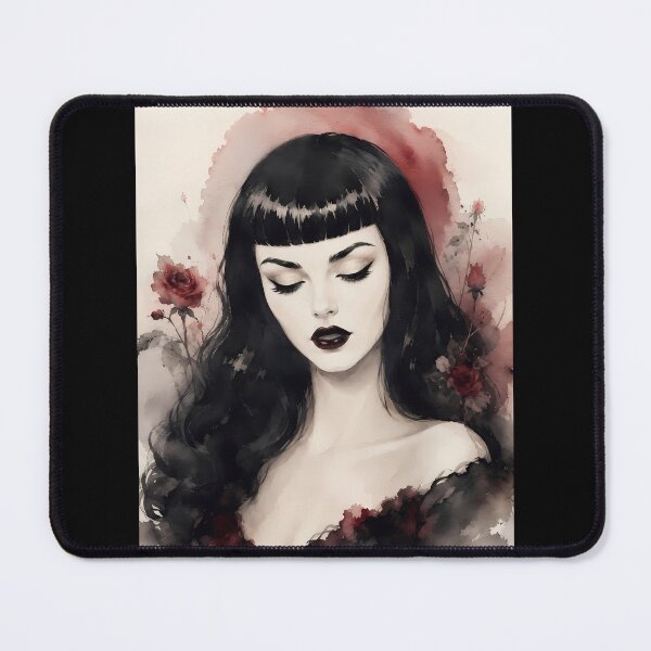 Item preview, Gothic Woman Dark Romance Watercolor Roses Art designed and sold by bellaever.
