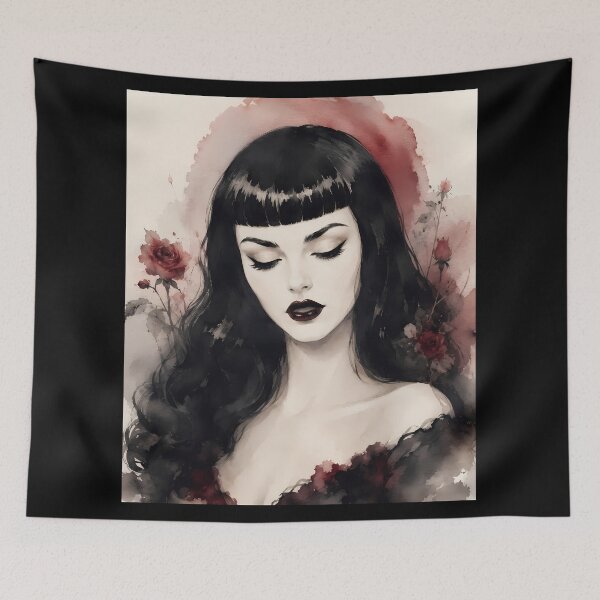 Item preview, Gothic Woman Dark Romance Watercolor Roses Art designed and sold by bellaever.