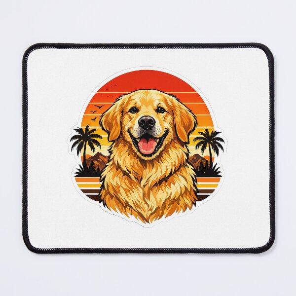 Item preview, Golden Retriever Retro Sunset Vintage 70s Premium Dog Illustration designed and sold by builtforyou.