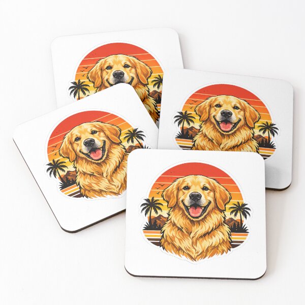 Item preview, Golden Retriever Retro Sunset Vintage 70s Premium Dog Illustration designed and sold by builtforyou.