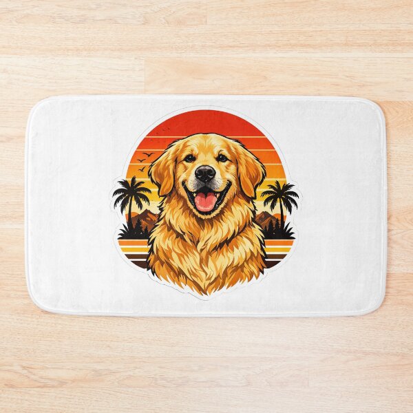 Item preview, Golden Retriever Atardecer Retro Vintage Años 70 Ilustración Premium designed and sold by builtforyou.