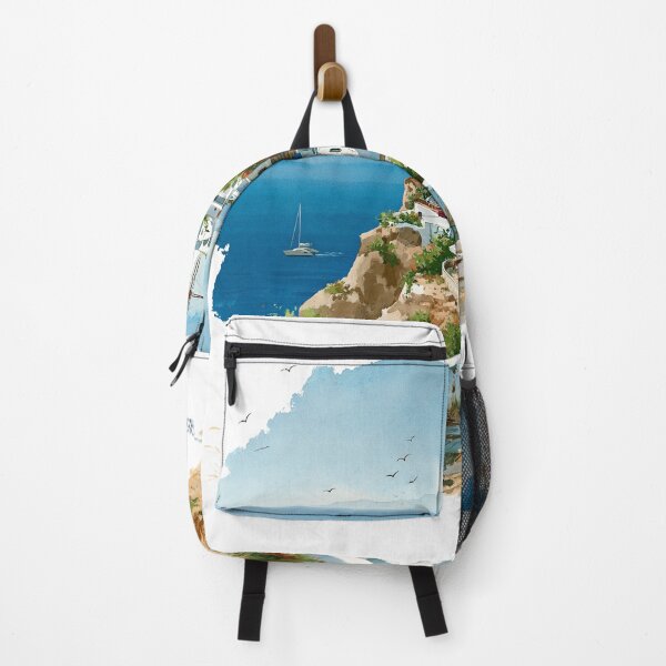 Item preview, Santorini Greece Anime Art Print  designed and sold by KawaiiGeo.