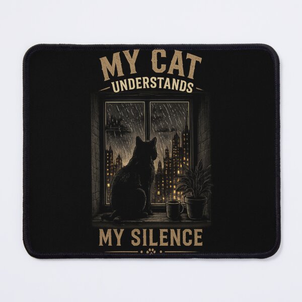 Item preview, My Cat Understands My Silence – Vintage Cat Lover Design designed and sold by KAIGEN7.