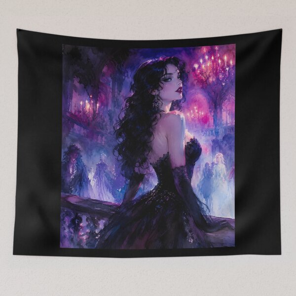 Item preview, Gothic Lady in Black Gown Mysterious Ballroom designed and sold by bellaever.