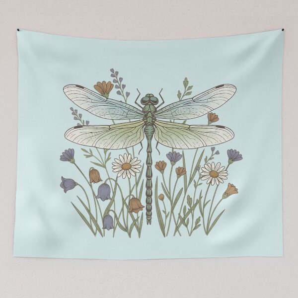 Item preview, Dragonfly Insect Among A Field of Summer Wildflowers designed and sold by BirdsnStuff.