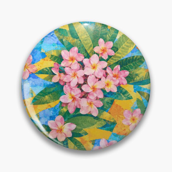 Item preview, Tropical Pink Plumeria Floral Seamless Pattern | Colorful Botanical Collage Design designed and sold by SWSandraWechner.