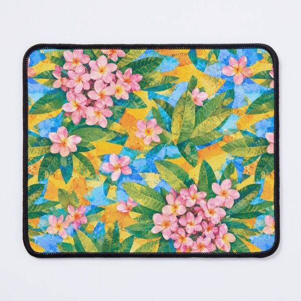 Item preview, Tropical Pink Plumeria Floral Seamless Pattern | Colorful Botanical Collage Design designed and sold by SWSandraWechner.