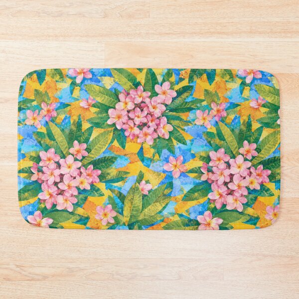 Item preview, Tropical Pink Plumeria Floral Seamless Pattern | Colorful Botanical Collage Design designed and sold by SWSandraWechner.