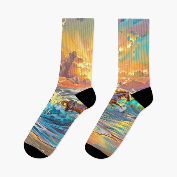 Item preview, Wild Horses Galloping in Ocean Waves at Sunset  designed and sold by MargaretWiktor.