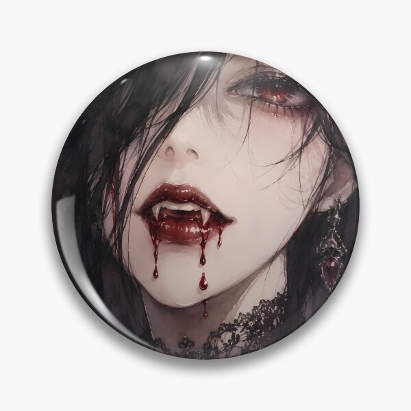 Item preview, Gothic Vampire Woman Fangs Blood Drip Watercolor designed and sold by bellaever.