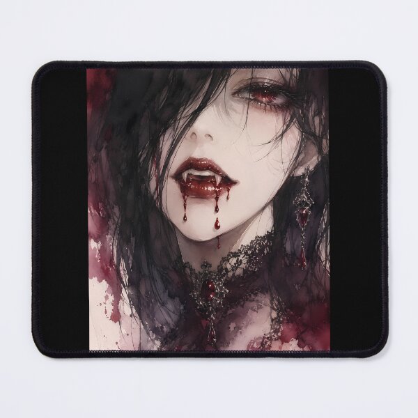 Item preview, Gothic Vampire Woman Fangs Blood Drip Watercolor designed and sold by bellaever.