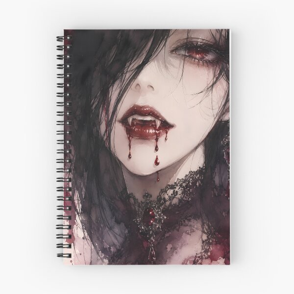 Item preview, Gothic Vampire Woman Fangs Blood Drip Watercolor designed and sold by bellaever.