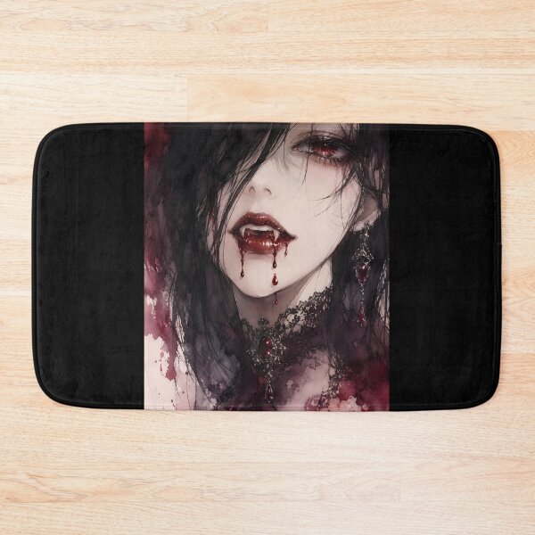 Item preview, Gothic Vampire Woman Fangs Blood Drip Watercolor designed and sold by bellaever.