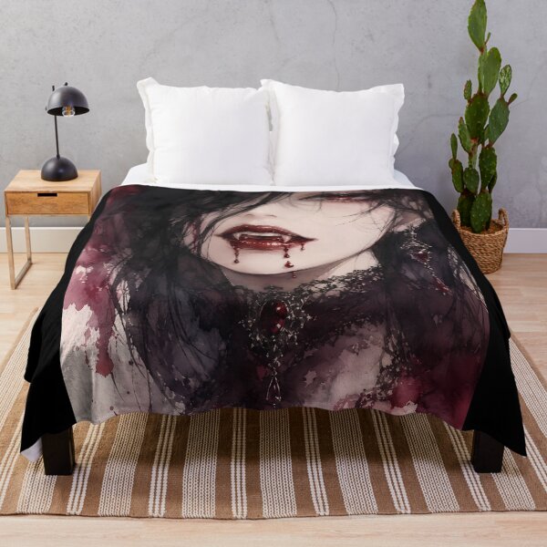 Item preview, Gothic Vampire Woman Fangs Blood Drip Watercolor designed and sold by bellaever.