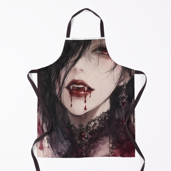 Item preview, Gothic Vampire Woman Fangs Blood Drip Watercolor designed and sold by bellaever.