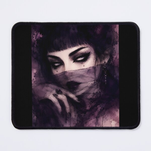Item preview, Mysterious Veiled Woman Dark Goth Watercolor Art designed and sold by bellaever.